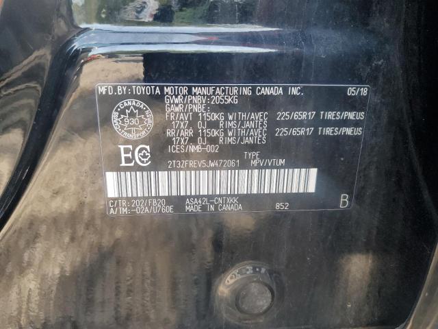 2T3ZFREV5JW472061 - 2018 TOYOTA RAV4 LE BLACK photo 14
