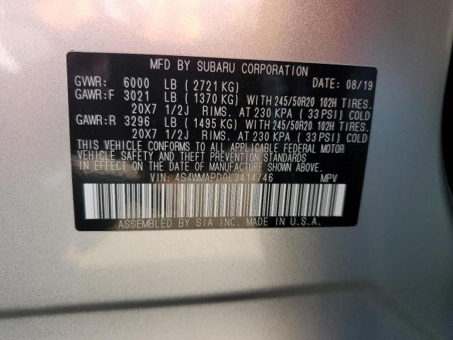 4S4WMAPD0L3414746 - 2020 SUBARU ASCENT LIMITED SILVER photo 14