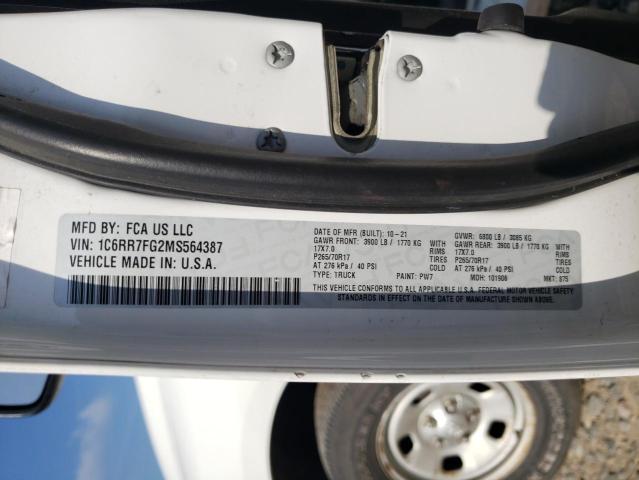 1C6RR7FG2MS564387 - 2021 RAM 1500 CLASS TRADESMAN Ağ foto 12