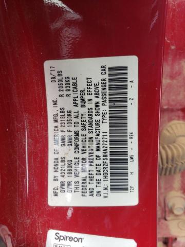 1HGCR2F58HA272711 - 2017 HONDA ACCORD SPORT RED photo 13