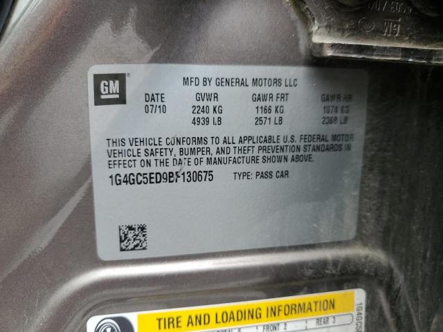 1G4GC5ED9BF130675 - 2011 BUICK LACROSSE CXL GRAY photo 12