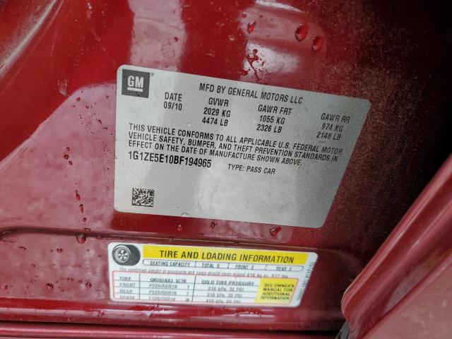 1G1ZE5E10BF194965 - 2011 CHEVROLET MALIBU LTZ ბურგუნდია ფოტო 12