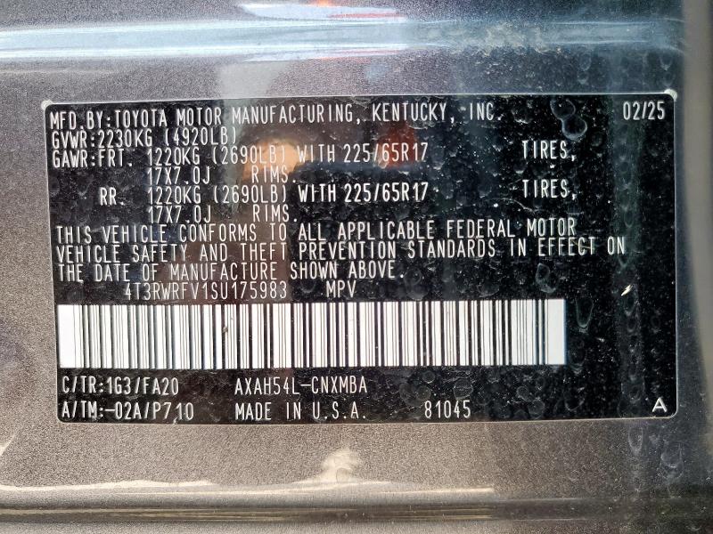 4T3RWRFV1SU175983 - 2025 TOYOTA RAV4 XLE GRAY photo 14