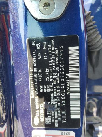 5XXGU4L37GG012915 - 2016 KIA OPTIMA EX BLUE photo 12