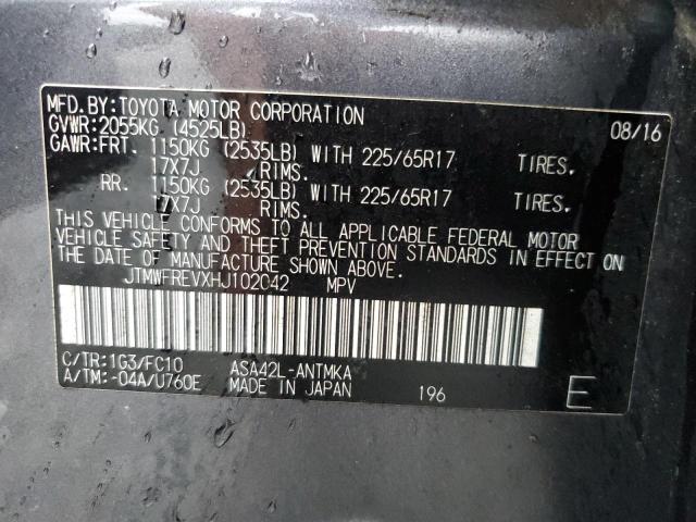 JTMWFREVXHJ102042 - 2017 TOYOTA RAV4 XLE GRAY photo 12