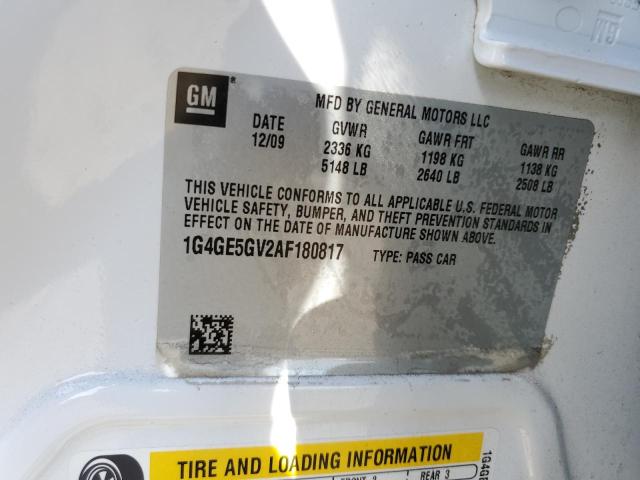 1G4GE5GV2AF180817 - 2010 BUICK LACROSSE CXS WHITE photo 12