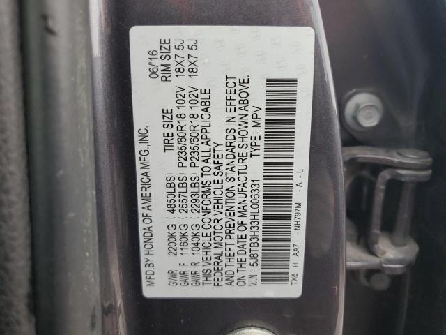 5J8TB3H33HL006331 - 2017 ACURA RDX GRAY photo 12