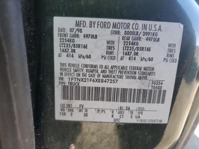 1FTNX21F6XEB47257 - 1999 FORD F250 SUPER DUTY GREEN photo 12