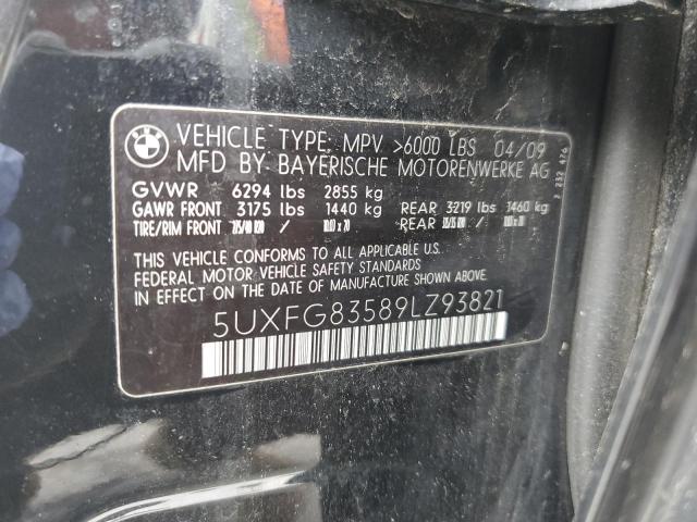 5UXFG83589LZ93821 - 2009 BMW X6 BLACK photo 13