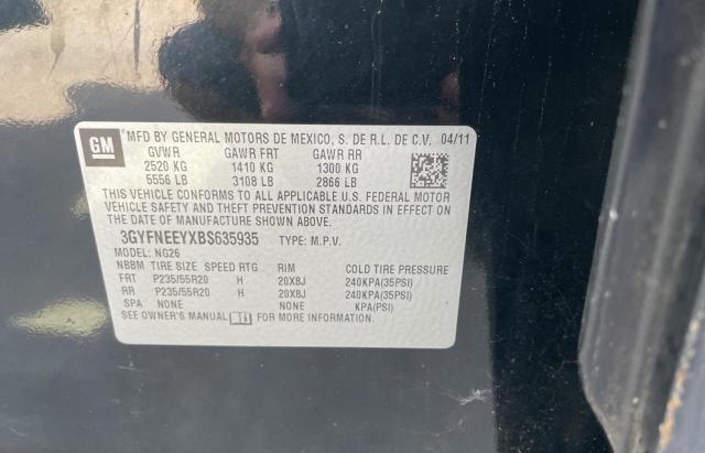 3GYFNEEYXBS635935 - 2011 CADILLAC SRX PERFORMANCE COLLECTION შავი ფოტო 10