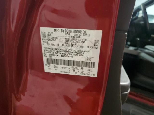 1FMCU9D78BKC36718 - 2011 FORD ESCAPE XLT 勃艮第红 照片 13