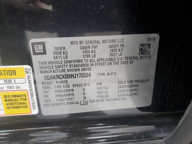 5GAKRCKD8HJ170324 - 2017 BUICK ENCLAVE BLACK photo 13