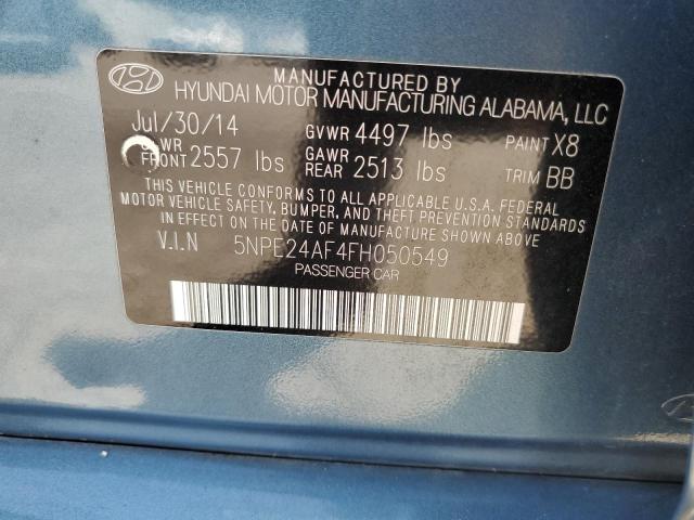 5NPE24AF4FH050549 - 2015 HYUNDAI SONATA SE BLUE photo 12