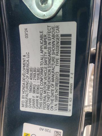 19XFL1H71RE020173 - 2024 HONDA CIVIC EXL Mavi foto 12