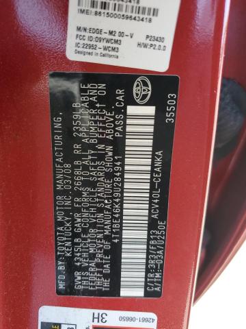 4T1BE46K49U284941 - 2009 TOYOTA CAMRY BASE RED photo 23