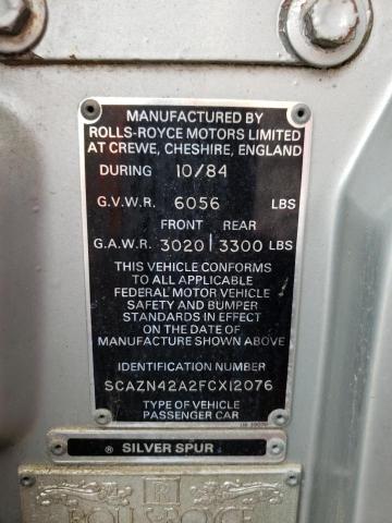 SCAZN42A2FCX12076 - 1985 ROLLS-ROYCE SILVER SPU SILVER photo 12