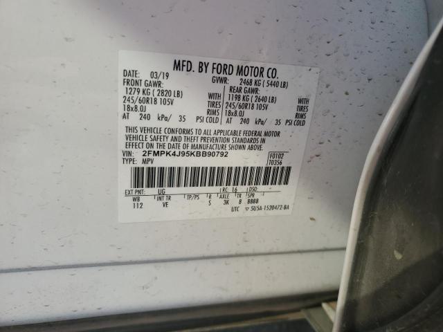 2FMPK4J95KBB90792 - 2019 FORD EDGE SEL Ağ foto 14