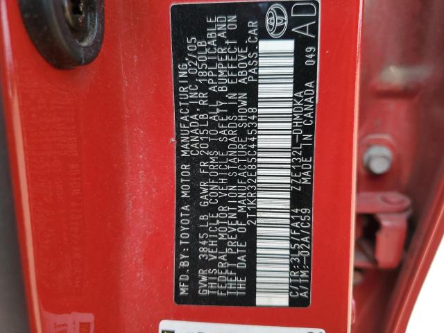 2T1KR32E85C445348 - 2005 TOYOTA COROLLA MA XR RED photo 12