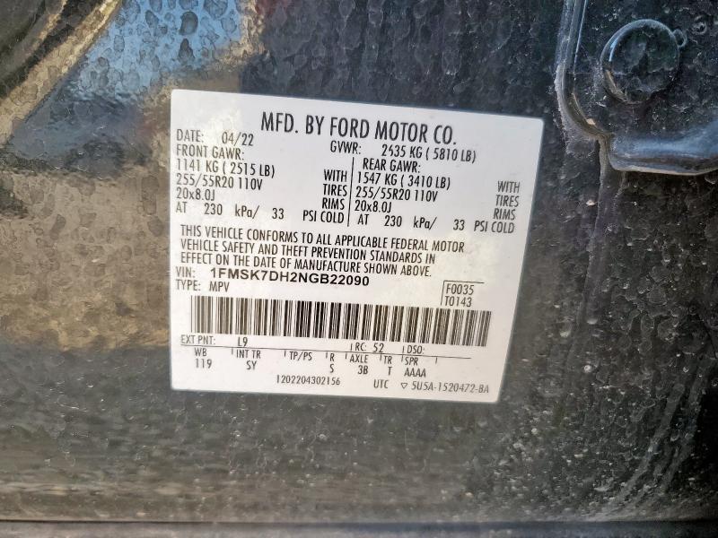 1FMSK7DH2NGB22090 - 2022 FORD EXPLORER XLT Yaşıl foto 13