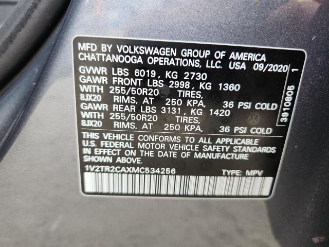 1V2TR2CAXMC534256 - 2021 VOLKSWAGEN ATLAS SEL PREMIUM Gri fotoğraf 13