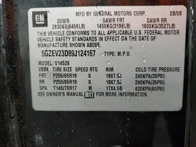 5GZEV23D89J124167 - 2009 SATURN OUTLOOK XR BLACK photo 13