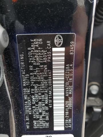 4T1F11AK2LU884447 - 2020 TOYOTA CAMRY XLE BLACK photo 13