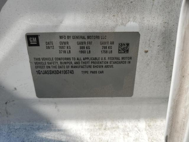 1G1JA5SH3D4106743 - 2013 CHEVROLET SONIC LS WHITE photo 12