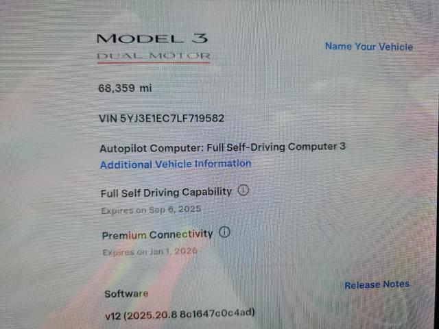 5YJ3E1EC7LF719582 - 2020 TESLA MODEL 3 白色 照片 9