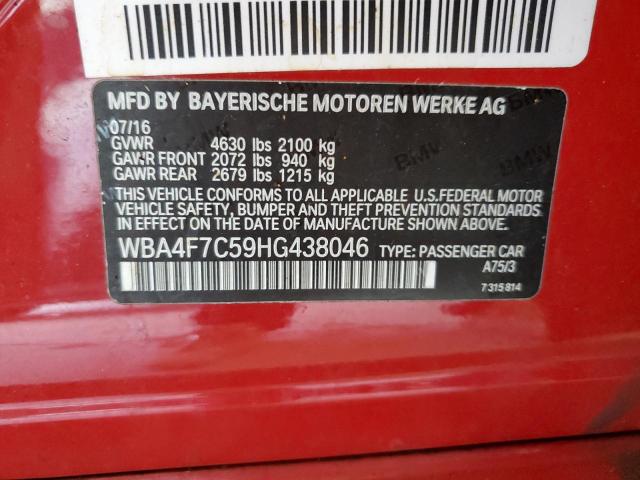 WBA4F7C59HG438046 - 2017 BMW 430I GRAN COUPE RED photo 12