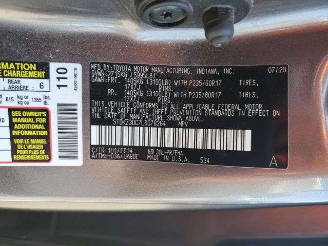5TDKZ3DC7LS078264 - 2020 TOYOTA SIENNA LE GRAY photo 13