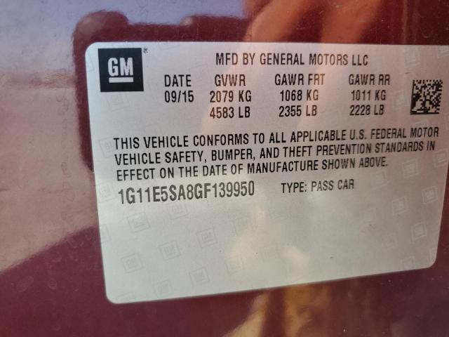 1G11E5SA8GF139950 - 2016 CHEVROLET MALIBU LIM LTZ MAROON photo 12