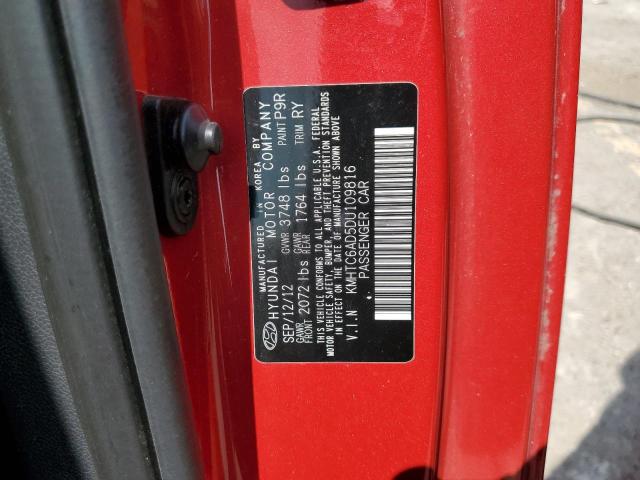 KMHTC6AD5DU109816 - 2013 HYUNDAI VELOSTER RED photo 13