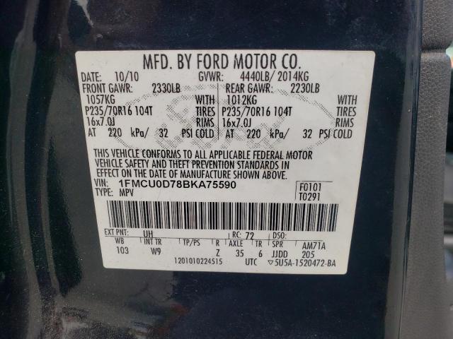 1FMCU0D78BKA75590 - 2011 FORD ESCAPE XLT Чорний фото 12