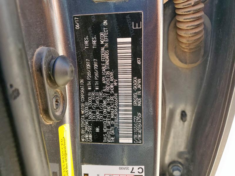 JTEBU5JR9H5466494 - 2017 TOYOTA 4RUNNER SR5/SR5 PREMIUM CHARCOAL photo 13