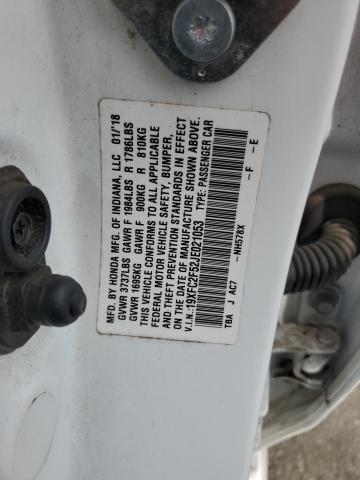 19XFC2F52JE021053 - 2018 HONDA CIVIC LX თეთრი ფოტო 12