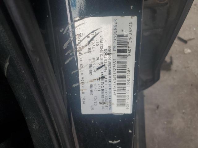 JM1BK143651327355 - 2005 MAZDA 3 HATCHBACK 黑色 照片 12
