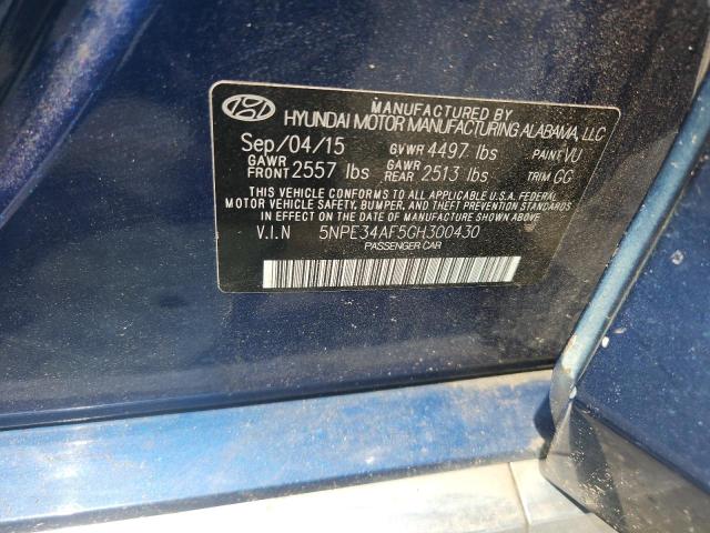 5NPE34AF5GH300430 - 2016 HYUNDAI SONATA SPORT BLUE photo 13