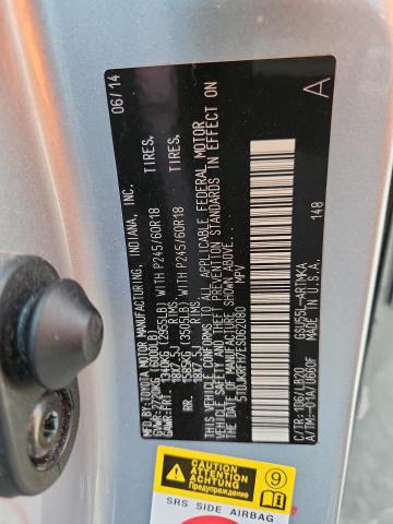 5TDJKRFH7ES062080 - 2014 TOYOTA HIGHLANDER XLE Күміс фото 13