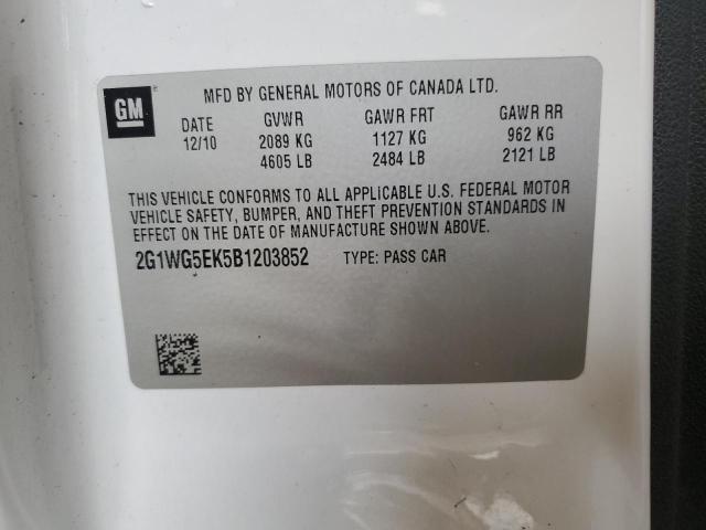 2G1WG5EK5B1203852 - 2011 CHEVROLET IMPALA LT Սպիտակ լուսանկար 13