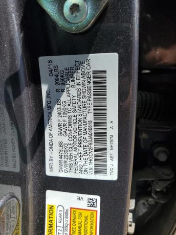 1HGCV2F93JA040618 - 2018 HONDA ACCORD TOURING Gris photo 13