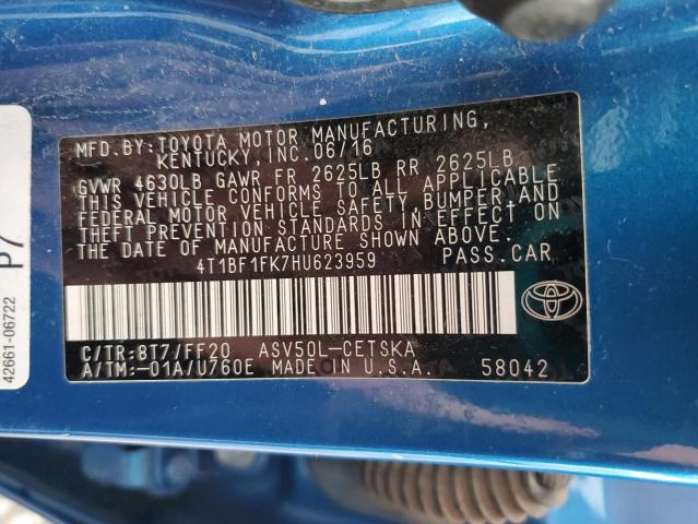 4T1BF1FK7HU623959 - 2017 TOYOTA CAMRY LE BLUE photo 13