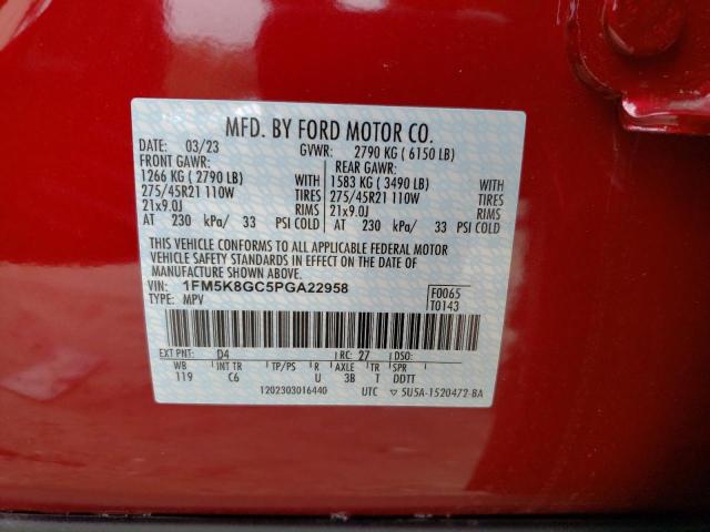 1FM5K8GC5PGA22958 - 2023 FORD EXPLORER ST RED photo 14