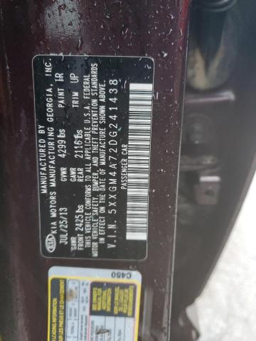 5XXGM4A72DG241438 - 2013 KIA OPTIMA LX ბურგუნდია ფოტო 12