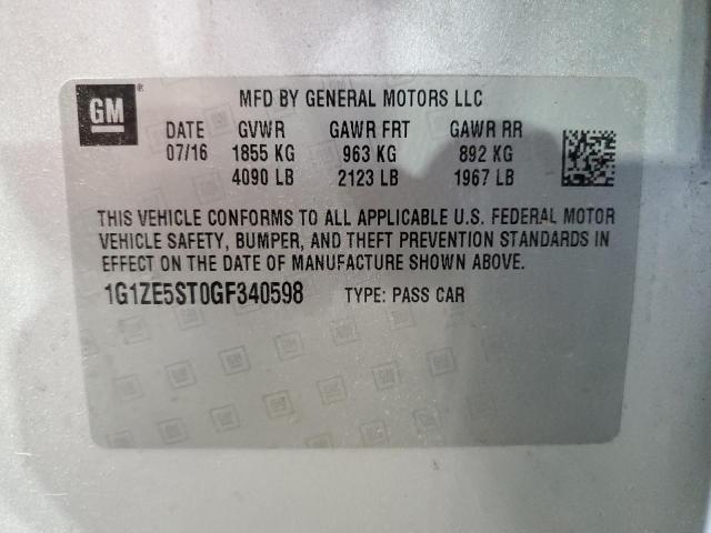 1G1ZE5ST0GF340598 - 2016 CHEVROLET MALIBU LT SILVER photo 12