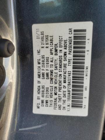 19UUA8F27BA007483 - 2011 ACURA TL 灰色 照片 12