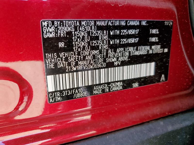 2T3W1RFV5SW369630 - 2025 TOYOTA RAV4 XLE RED photo 13