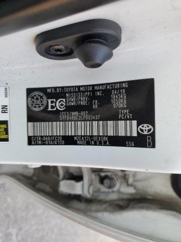 5YFB4RBE2LP003437 - 2020 TOYOTA COROLLA SE თეთრი ფოტო 13