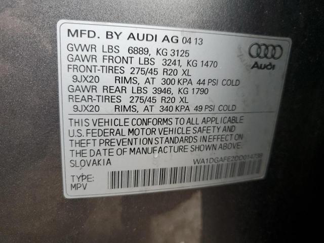 WA1DGAFE2DD014738 - 2013 AUDI Q7 PRESTIGE 灰色 照片 12