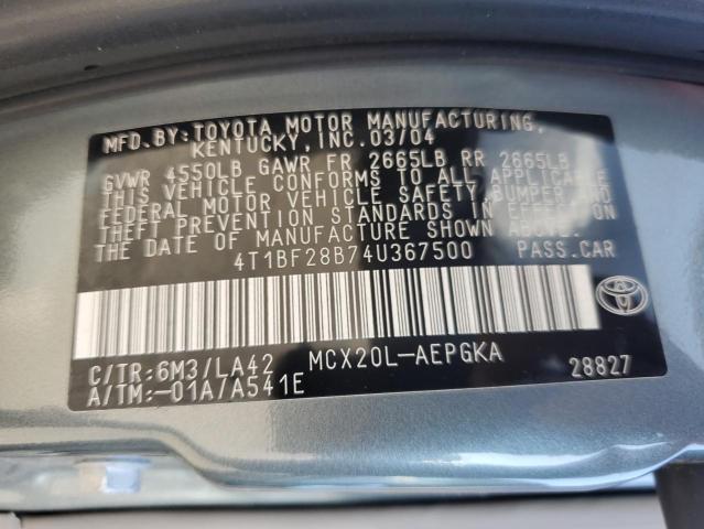 4T1BF28B74U367500 - 2004 TOYOTA AVALON XL Mavi foto 12