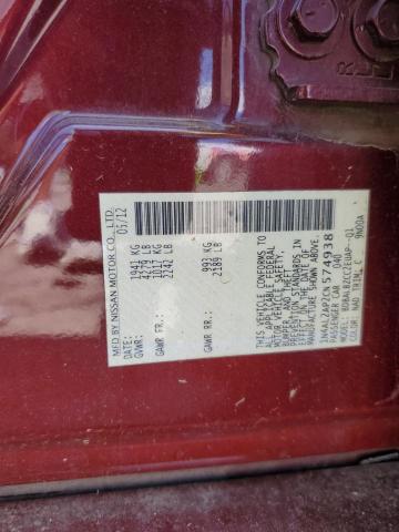 1N4AL2AP2CN574938 - 2012 NISSAN ALTIMA BASE MAROON photo 12